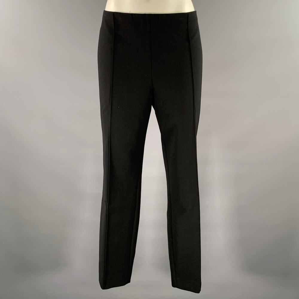 THE ROW Size 12 Black Wool Elastane Pintuck Side Zipper Pants
